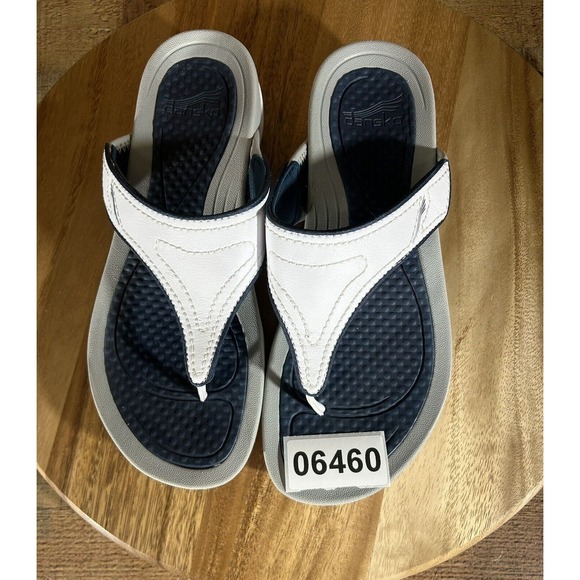 Dansko Katy 2 Thong Sandals Womens EU 39 US 8.5-9 White Gray Wedge Slip-On - Picture 10 of 10